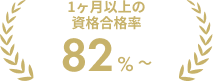 1ヶ月以内の資格合格率 82%以上
